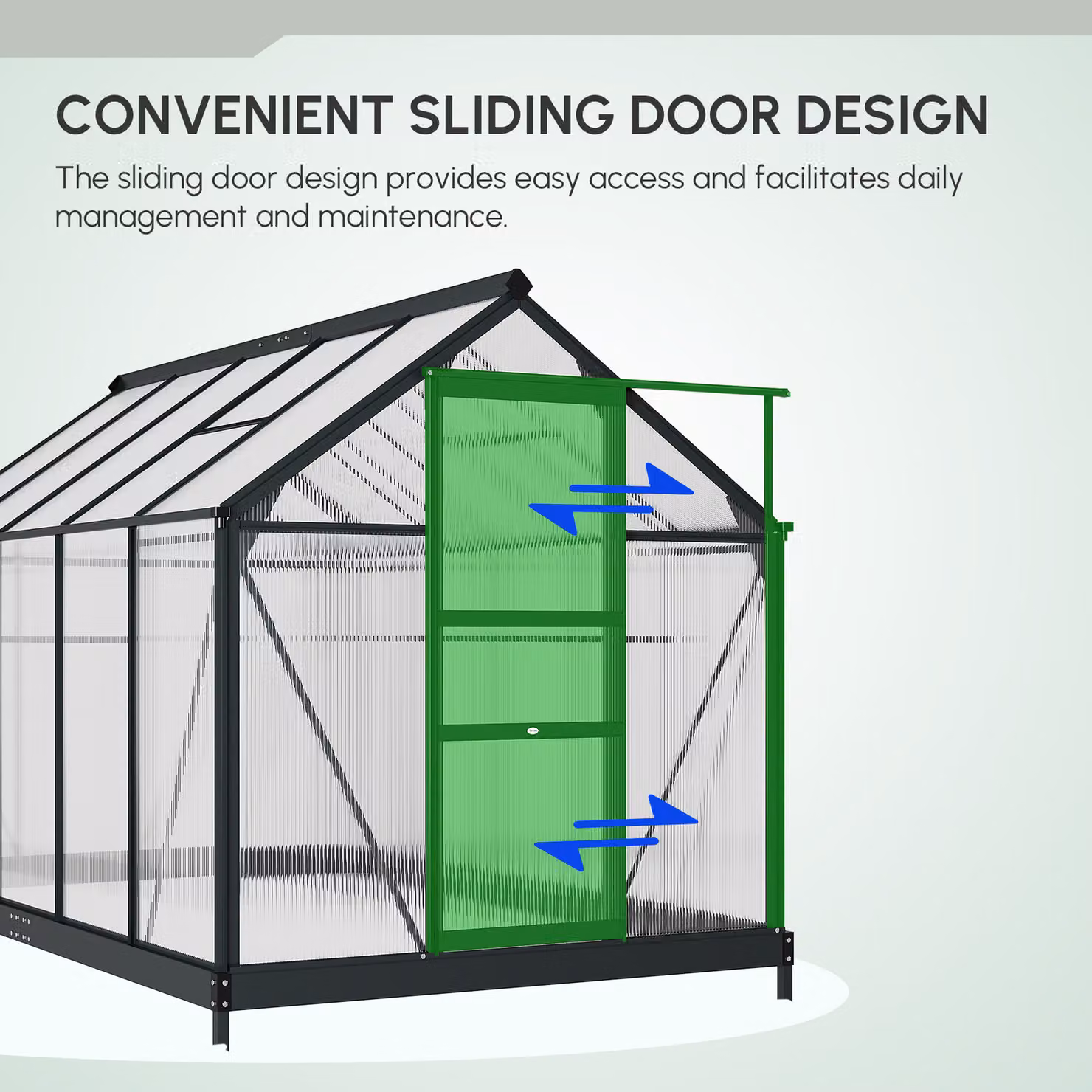 Outsunny Large Walk-In Greenhouse with Transparent Polycarbonate Panels and Aluminium Frame, W/D/H: 182.88 x 190.0 x 201.0 cm – 7