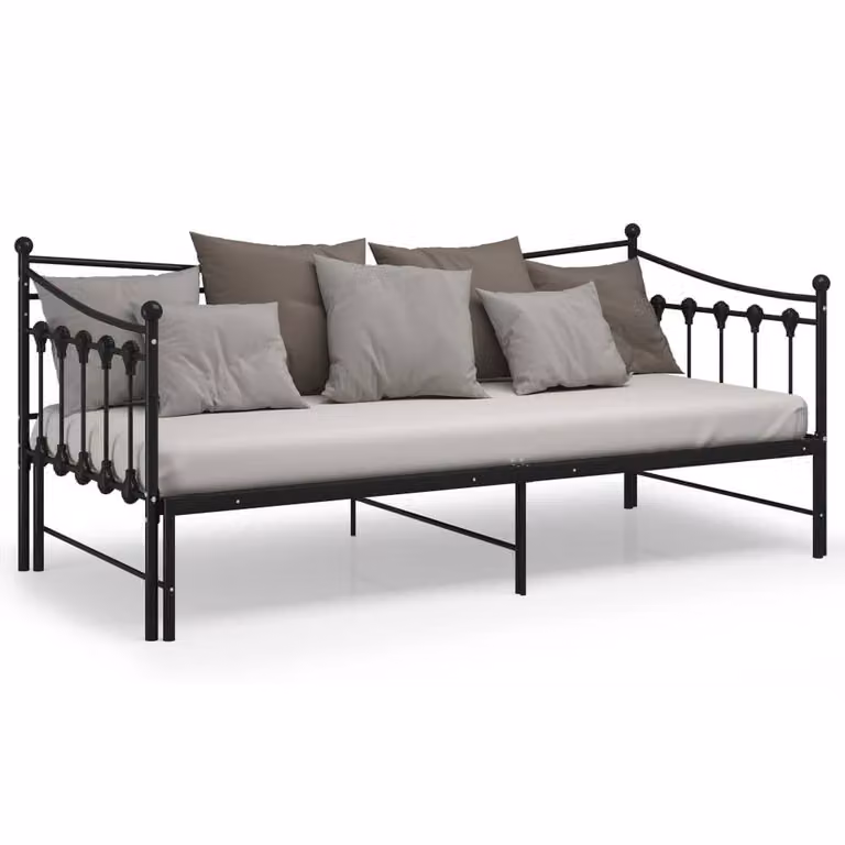 Berkfield Home Black Metal Pull-out Sofa Bed Frame W: 90 cm, L: 200 cm