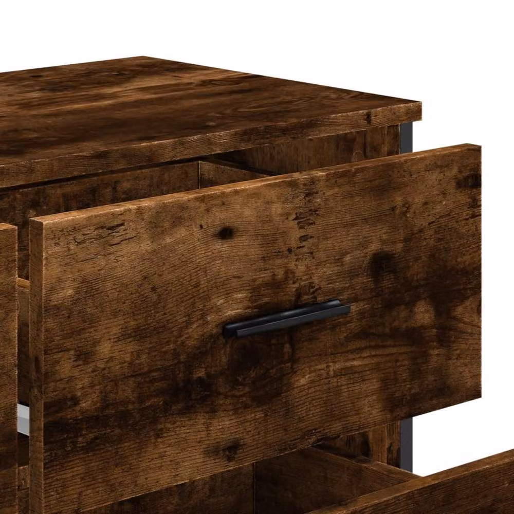 Berkfield Home Decorative Chest of Drawers in Smoked Oak Brown, W/D/H: 91 x 35.5 x 74.5 cm – 6