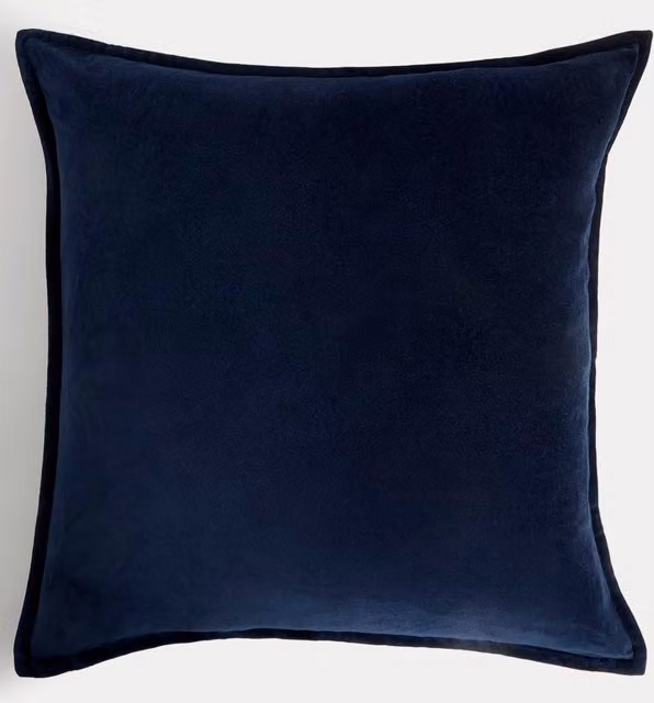 M&S Pure Cotton Velvet Large Square Cushion in Blue