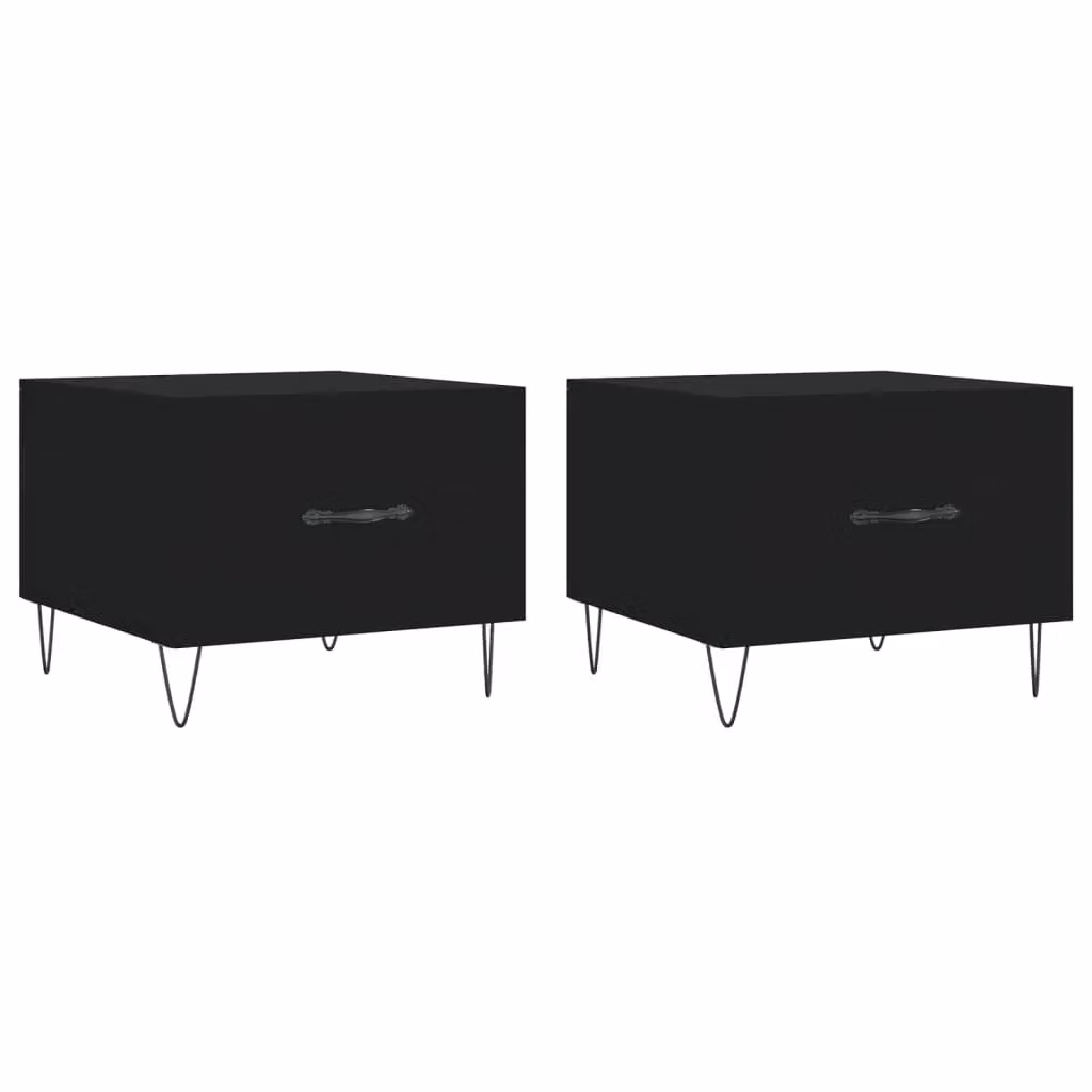 Berkfield Home Set of 2 Black Square Coffee Tables in Engineered Wood, W/D/H: 50 x 50 x 40 cm – 2