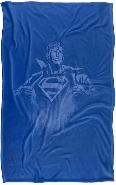 Warner Bros. Superman Chest Logo Silky Touch Super Soft Fluffy Throw Blanket in Blue and Multicolour, Large – 1