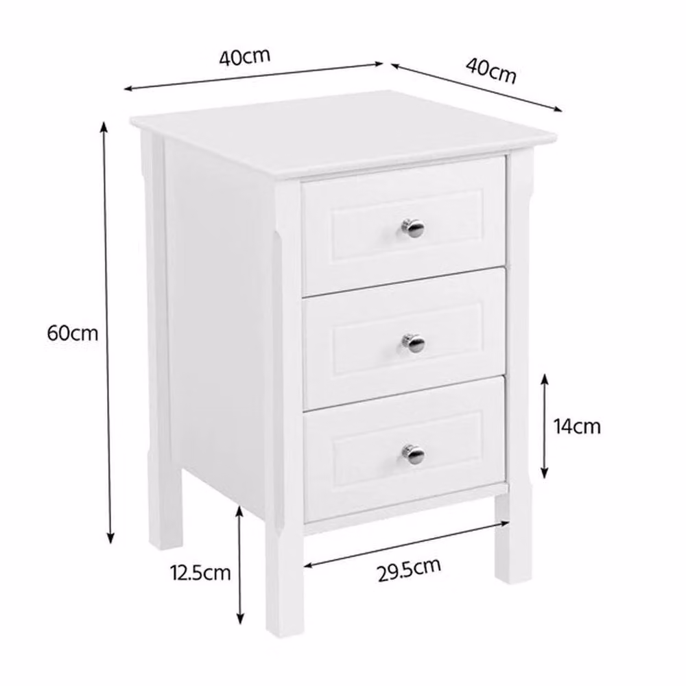 EONLION White 3 Drawer Nightstand Table with Pine Wood and MDF Construction – 2