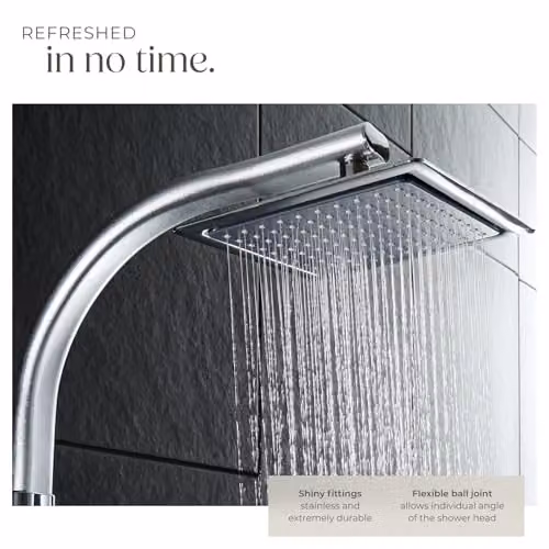 tectake Aluminium Rain Shower System with Handheld Shower and Soap Dish in Chrome Finish – 5