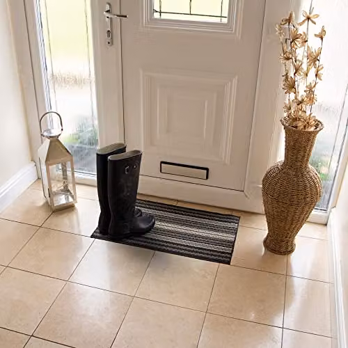 JVL Hubble Striped Machine Washable Latex Backed Doormat, Dusk, W: 40 cm, D: 70 cm – 2