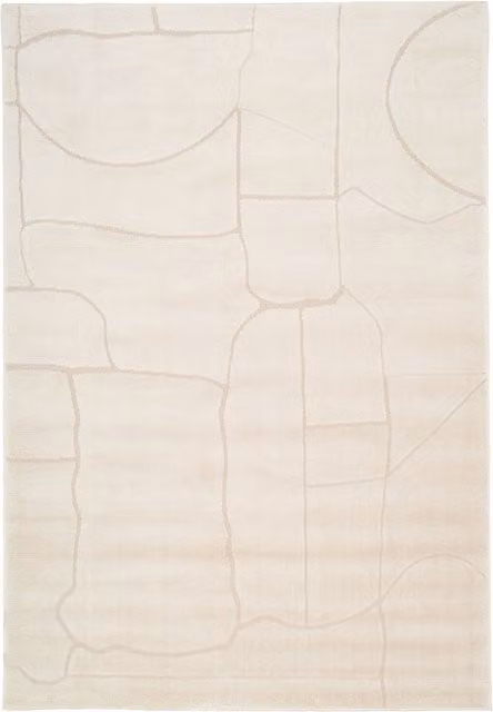 The Rug House Scandinavian Abstract Hand Tufted Area Rug in Beige and Yellow, W: 160 cm