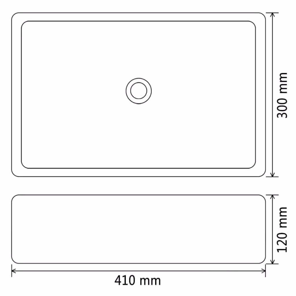 Berkfield Home Rectangular Ceramic Basin in Black, W: 41 cm, D: 30 cm, H: 12 cm – 3