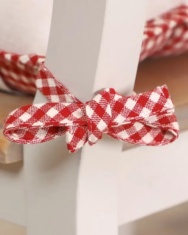 Dibor Set of 2 Red and White Gingham Stag Reversible Indoor Outdoor Chair Seat Pads, W/D/H: 40 x 40 x 40 cm – 4