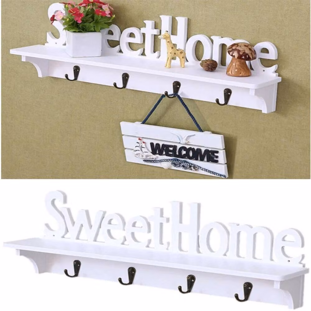 KORVIXA Wall Mounted Hanging Hanger Rack Shelf with Back Panel in Matt White, W: 50 cm, H: 15 cm – 3