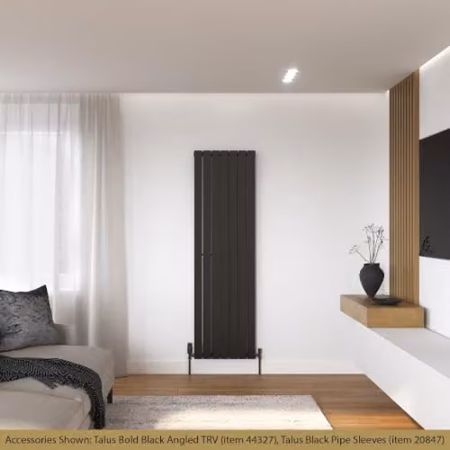 UK Radiators Typhoon Black Flat Tube Vertical Designer Radiator, W: 47.6 cm, H: 160 cm – 3