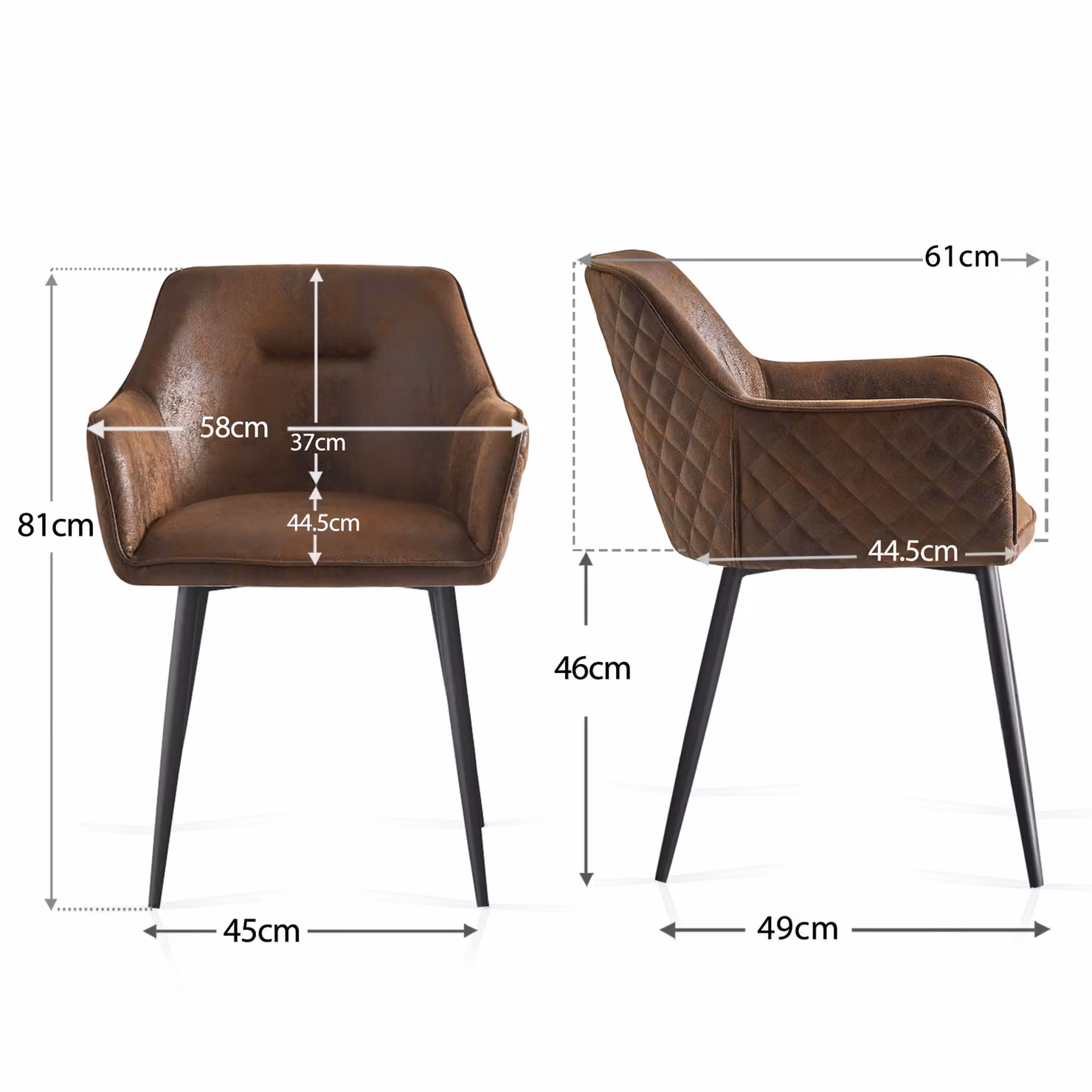 SONARA Modern Faux Suede Upholstered Armchair Dining Chairs Set of 2, Brown – 2