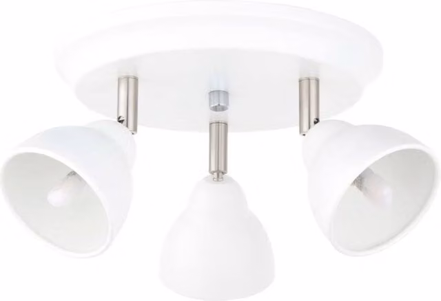 First Choice Lighting Monaco White and Brushed Chrome 3 Way Adjustable Dimmable LED Ceiling Spotlight