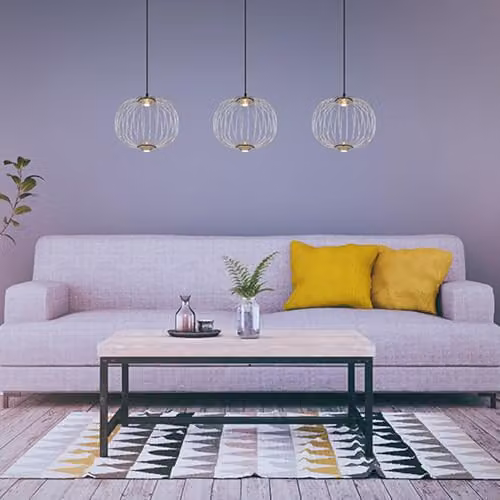Globo Lighting Chrome LED Pendant Lamp for Dining and Living Rooms, Height: 150 cm, 3 Bulbs Included – 3
