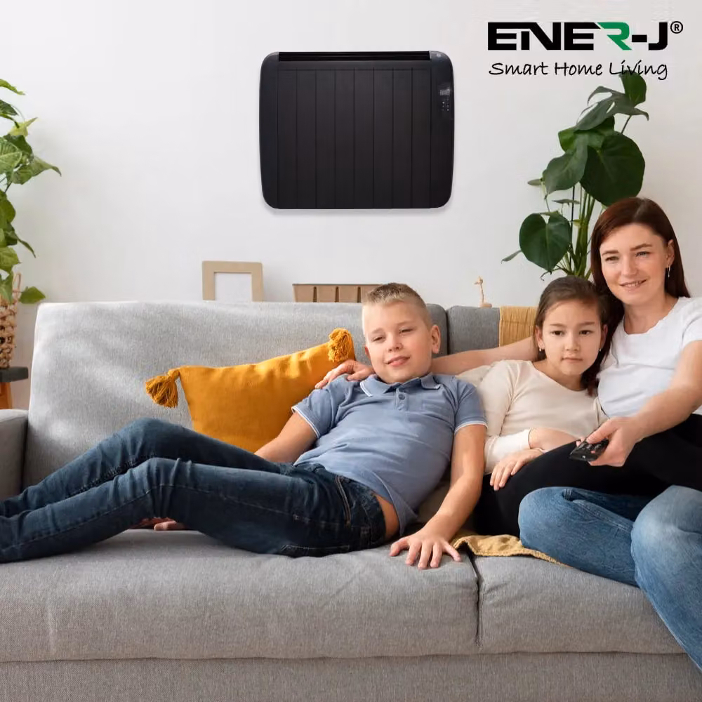 ENER-J Smart WiFi Electric Radiator Heater 1200W Black Aluminium with LCD Control and App Control – 5