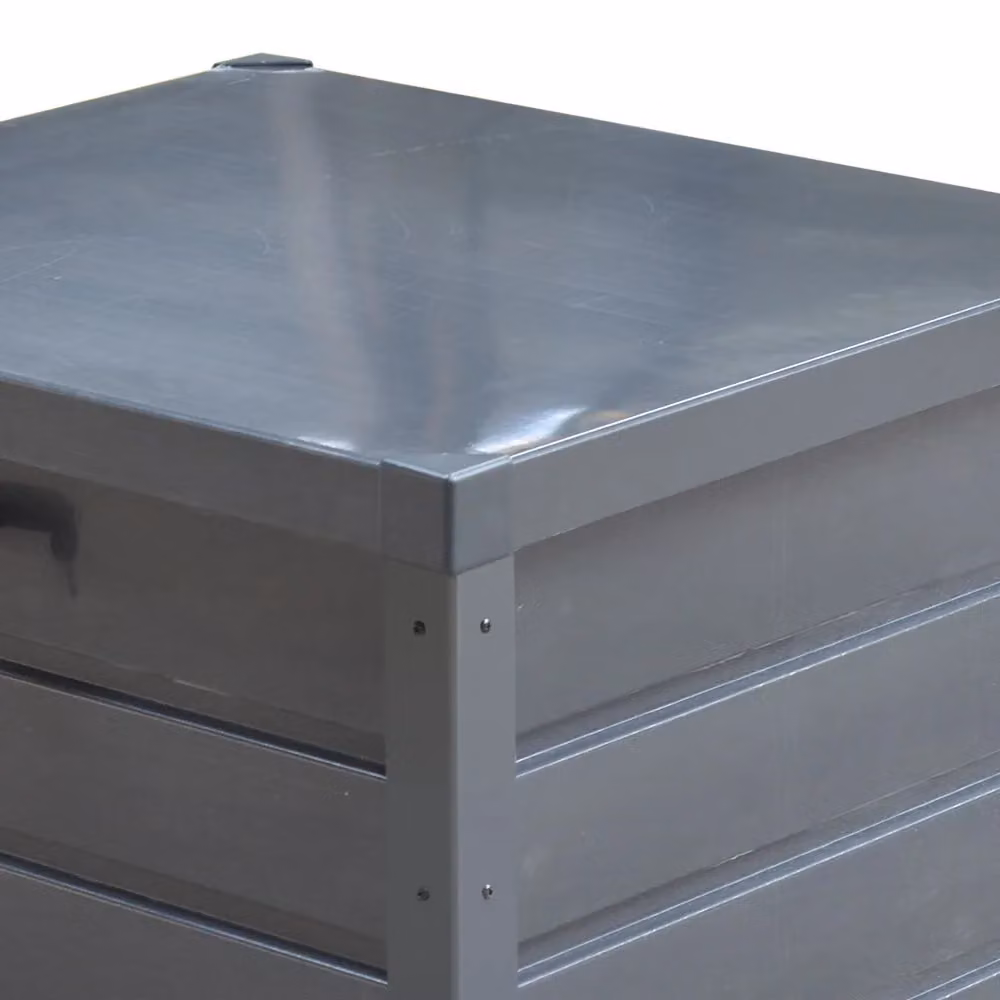 Living and Home 200L Metal Outdoor Garden Lockable Storage Box in Dark Grey – 4