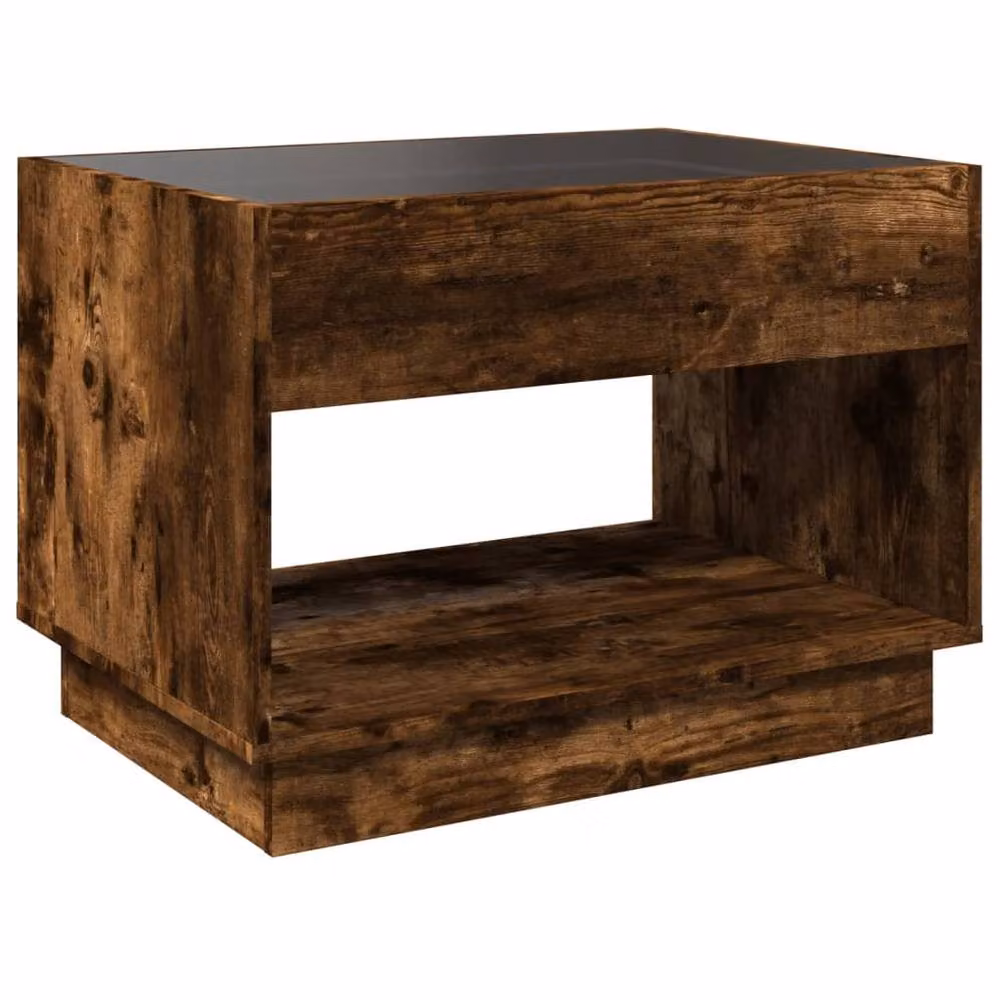 Berkfield Home Infinity LED Decorative Coffee Table in Smoked Oak and Brown, W/D/H: 70 x 50 x 50 cm – 5