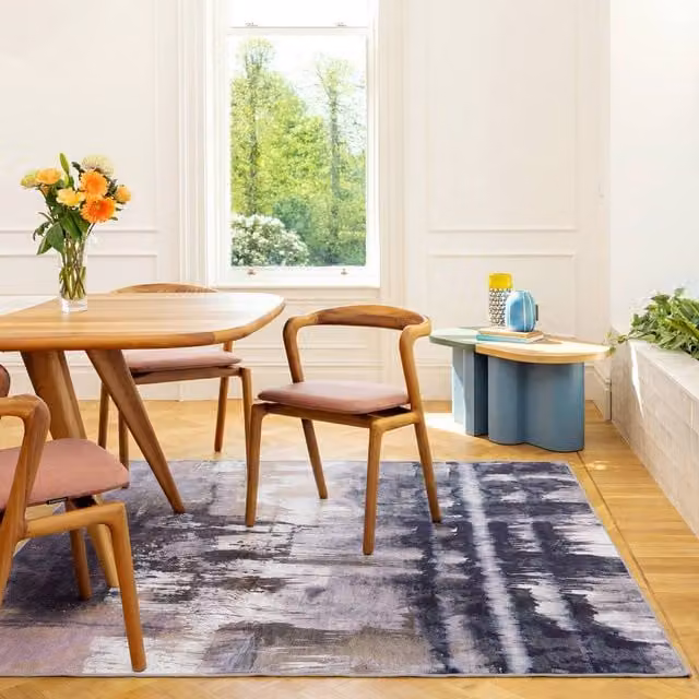 Kukoon Navy and Grey Abstract Modern Washable Rug, W 80 cm x L 150 cm – 1
