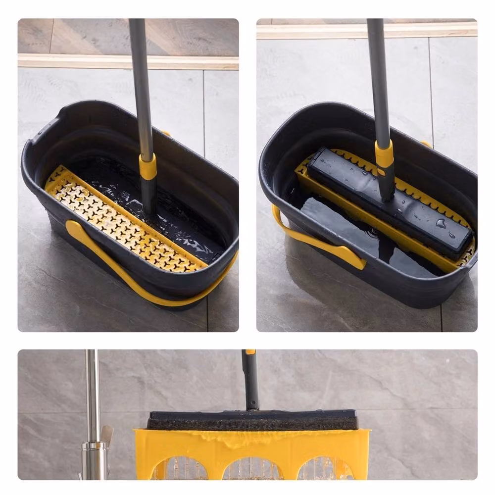 Nordara Multicolour Self-Wringing Sponge Mop with Collapsible Bucket Floor Cleaning Set – 4