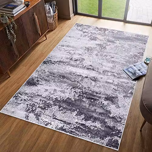 Serdim Rugs Silver Abstract Modern Machine Woven Living Room Area Rug, W: 160 cm, L: 230 cm – 4