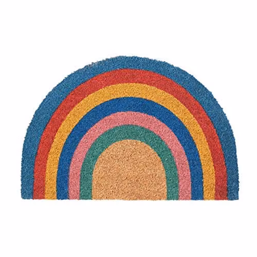 Nicola Spring Half Moon Coir Door Mat, Multicolour, W: 60 cm, D: 40 cm – 1