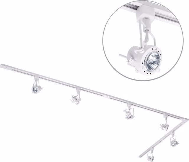 Litecraft L-Shape Track Light Kit with Greenwich LED Spotlight Heads, White