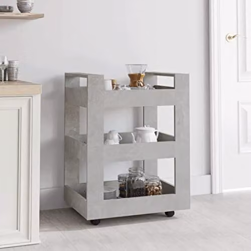 vidaXL Kitchen Trolley in Grey MDF, W/D/H: 60 x 45 x 80 cm – 2