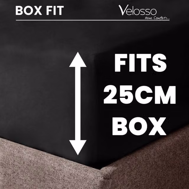 Velosso Black Microfibre Fitted Sheet, King Size, 180 x 200 cm