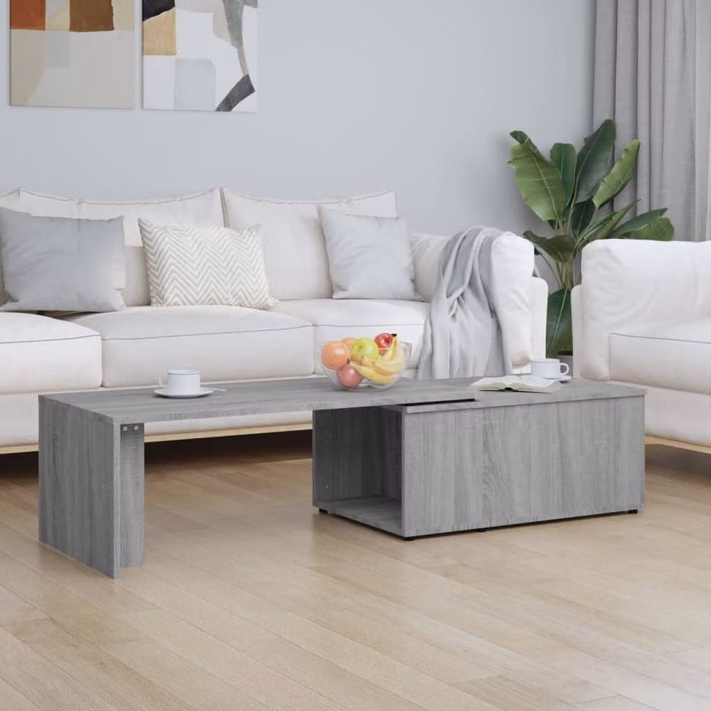 Berkfield Home Grey Sonoma Coffee Table with Rotating Top and Lift Mechanism, W: 150 cm, D: 50 cm, H: 35 cm – 2