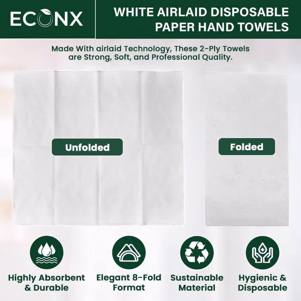 ECONX White 2-Ply Cocktail Paper Napkins, 40 cm, 500 Pack – 2