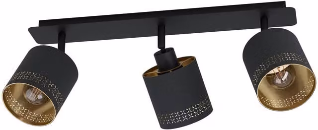 Eglo Esteperra 3-Light Adjustable Ceiling Spotlight in Black and Gold/Brass