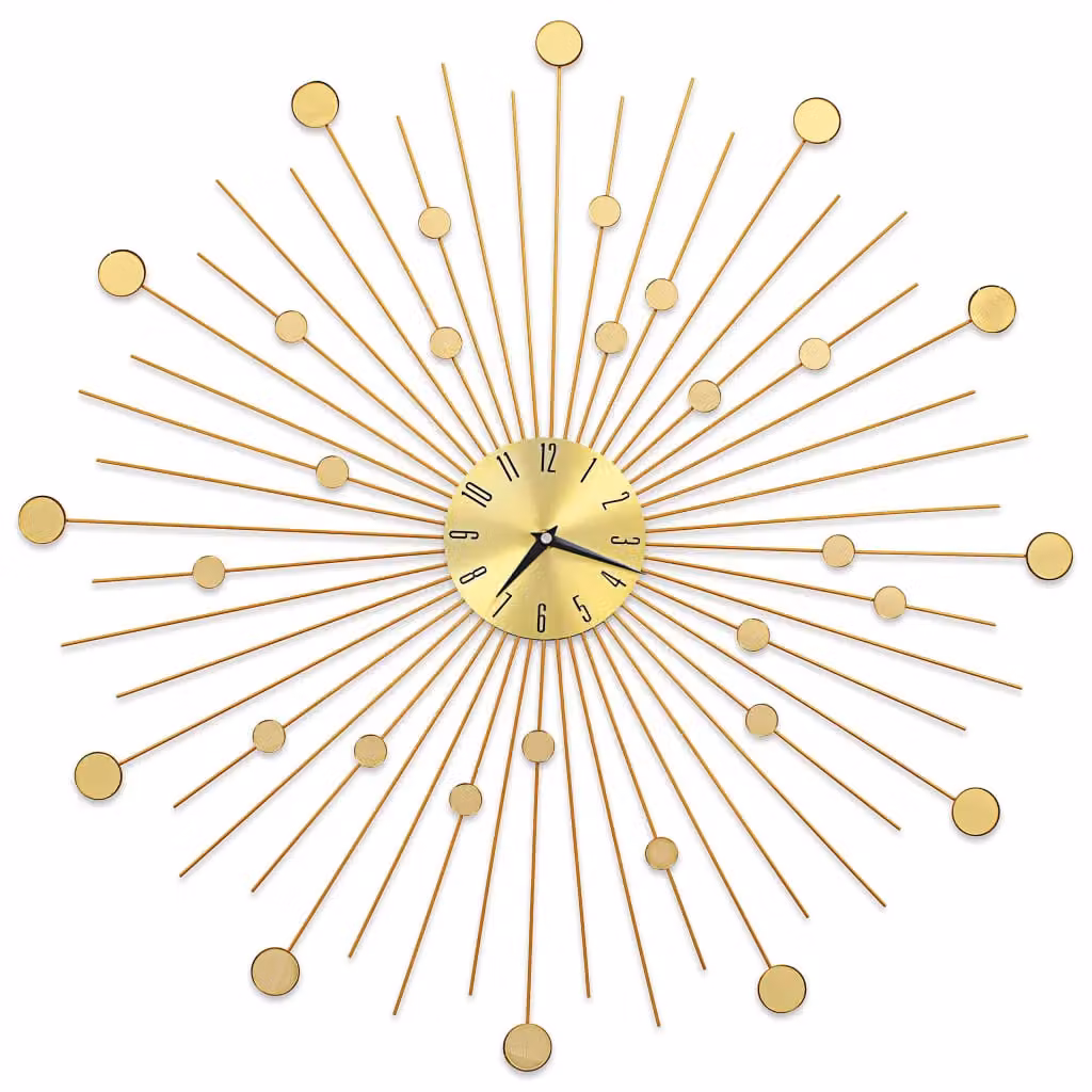 Berkfield Home Geometric Metal Wall Clock in Gold, Diameter: 70 cm – 2