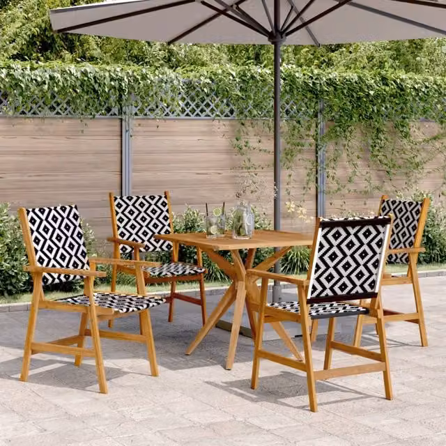 Berkfield Home 5 Piece Rustic Acacia Wood Garden Dining Set in Brown