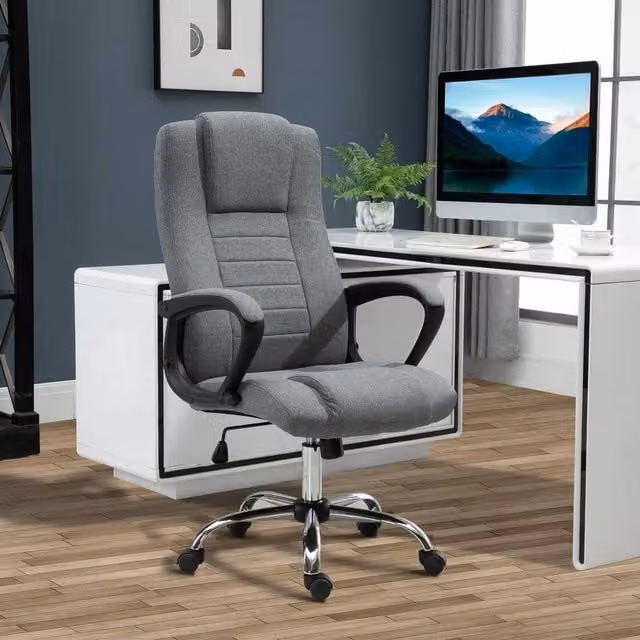 EONLION Ergonomic Grey Fabric Office Chair with Height Adjustment and Armrests – 1