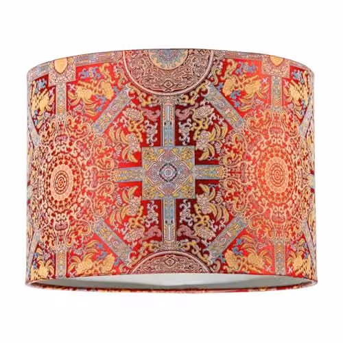 Happy Homewares Persian-Inspired Ottoman Tapestry Floral Fabric Lampshade in Red and Gold, W/D/H: 18 x 25 x 25 cm – 1