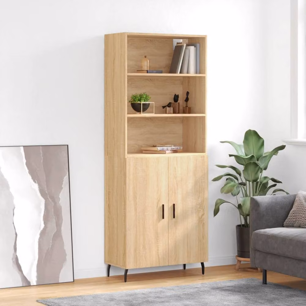 Berkfield Home Sonoma Oak Highboard in Brown, W/D/H: 69.5 x 34 x 180 cm – 2