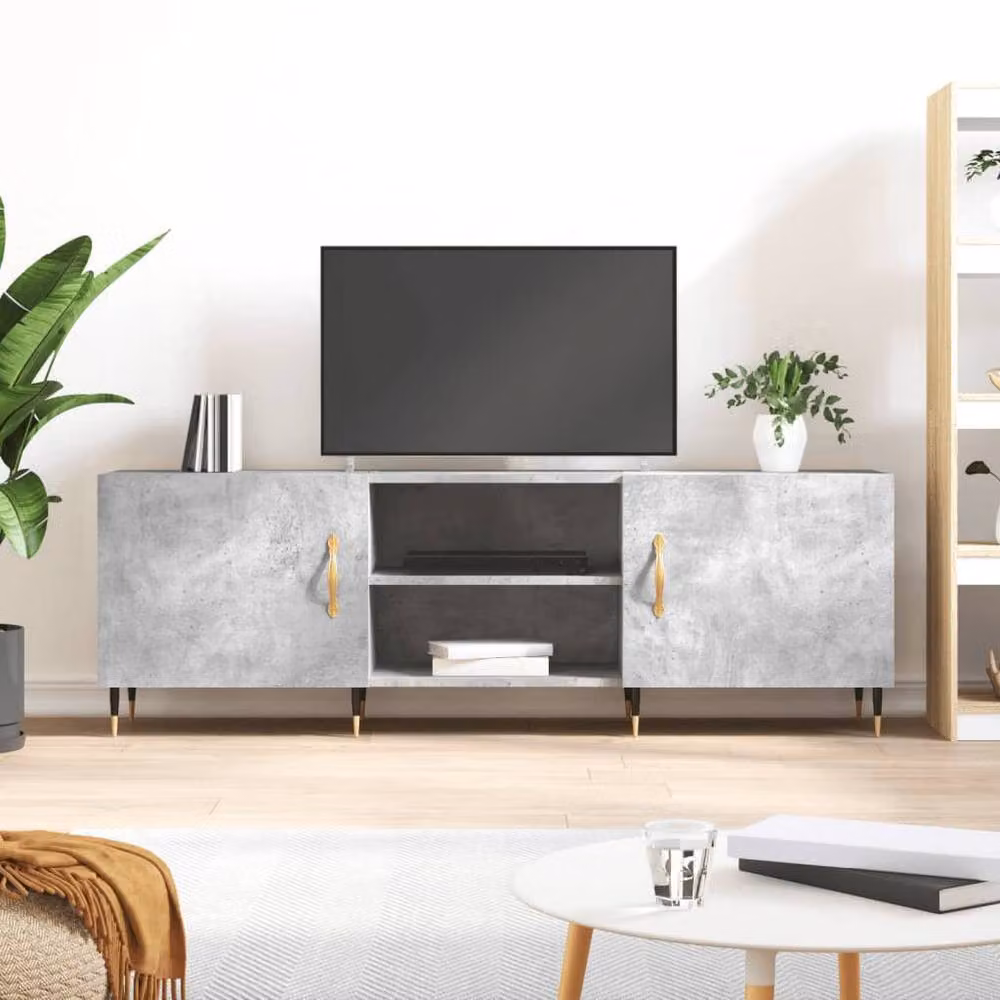 Berkfield Home Modern TV Cabinet in Concrete Grey, W/D/H: 150 x 30 x 50 cm – 2