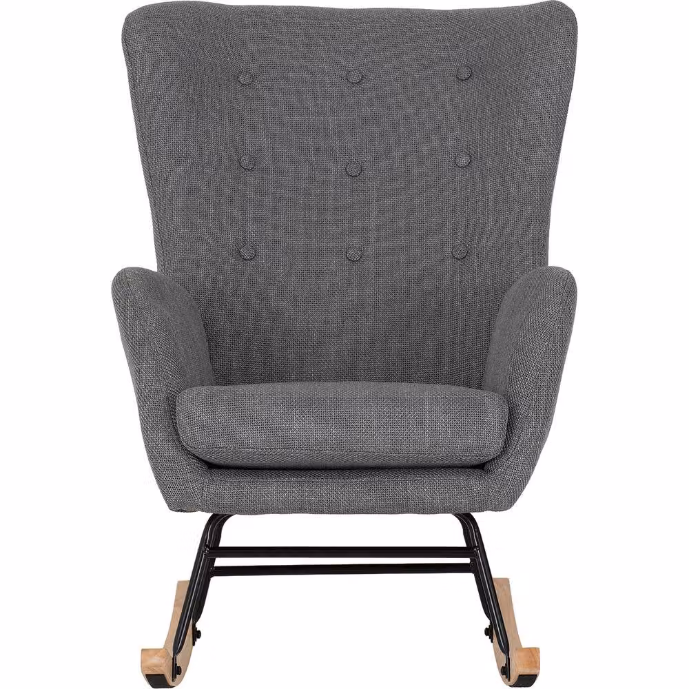 Seconique Hayden Modern Fabric Rocking Chair in Grey and Black – 2