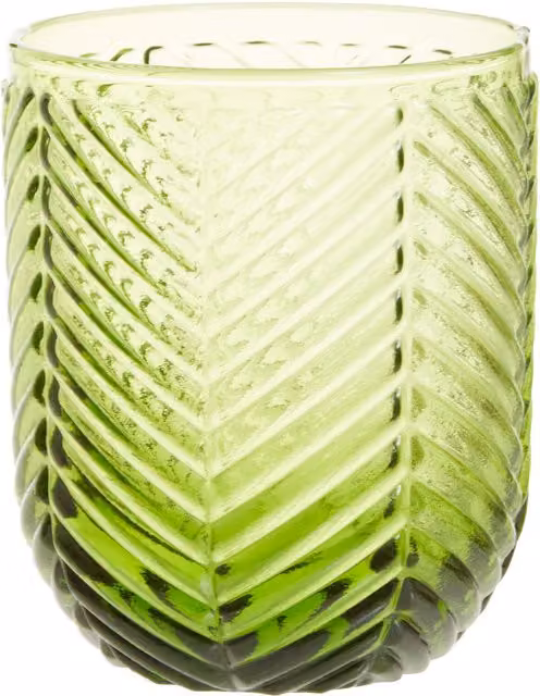 Orsina Set of Four Green Ribbed Crystal Tumblers