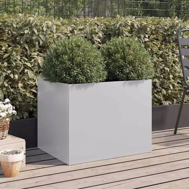 Berkfield Home Galvanised Steel Planter Tub, Silver, W: 62 cm, D: 47 cm, H: 46 cm
