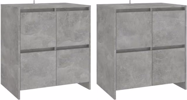 Berkfield Home Set of 2 Sideboards in Concrete Grey, Engineered Wood, W: 70 cm, D: 41 cm, H: 75 cm