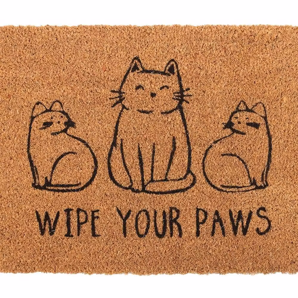 Uniqueful Wipe Your Paws Cat Coir Doormat, Brown, W: 100 cm, D: 60 cm – 2
