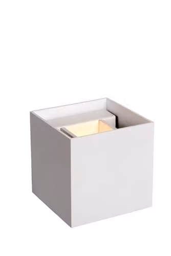 Lucide XIO White Cube LED Wall Light with Adjustable Beam Angle and Dimmable Warm White Up and Down Lighting