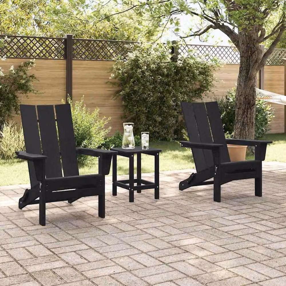 Berkfield Home Set of 2 Foldable Adirondack Chairs in Black, W/D/H: 74.5 x 80.5 x 90 cm – 3