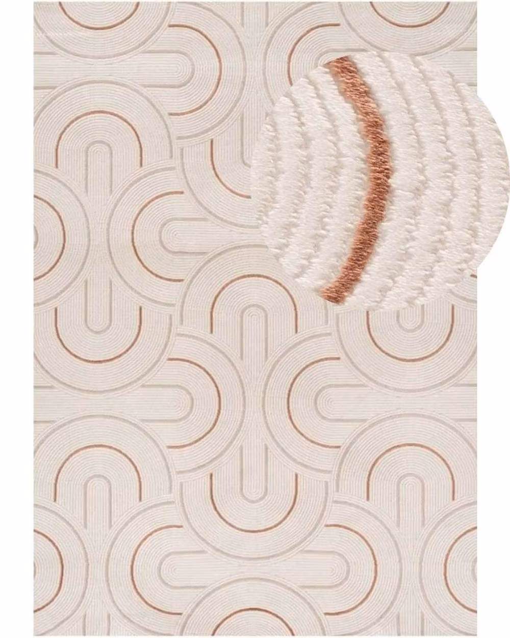 THE RUGS Carmel Arch Design Soft Pile Area Rug, Ivory and Terracotta, W: 80 cm, L: 150 cm – 2