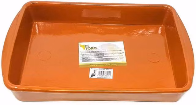 Verano Spanish Ceramics El Toro Brown Rectangular Ceramic Roasting Dish, 32 cm