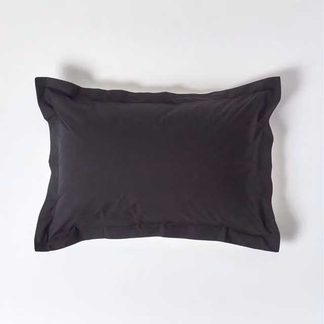Homescapes Black Egyptian Cotton Oxford Pillowcase, 200 Thread Count Percale