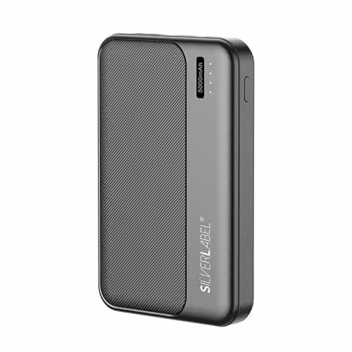 SilverLabel 5,000mAh Portable Power Bank with USB Output, Black – 1