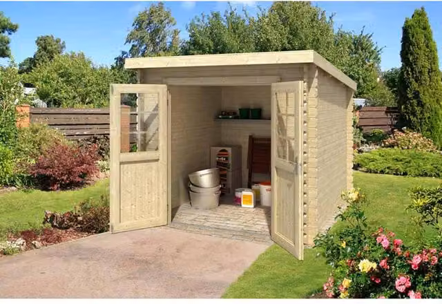 Lasita Maja Ltd Indi 230 Log Cabin Garden Room and Home Office in Light Oak, W: 268.7 cm, D: 250 cm, H: 210.9 cm – 1