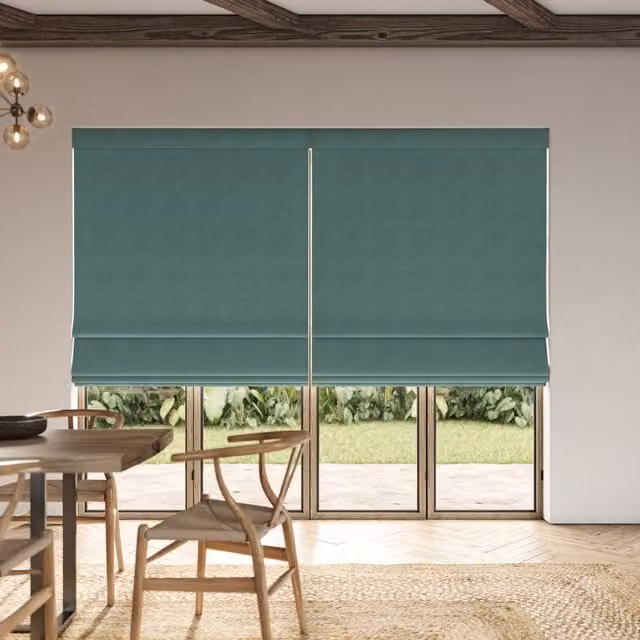 Ante Decor Virtus No Joins Soft Dim Out Made To Measure Roman Blind in Green Pine