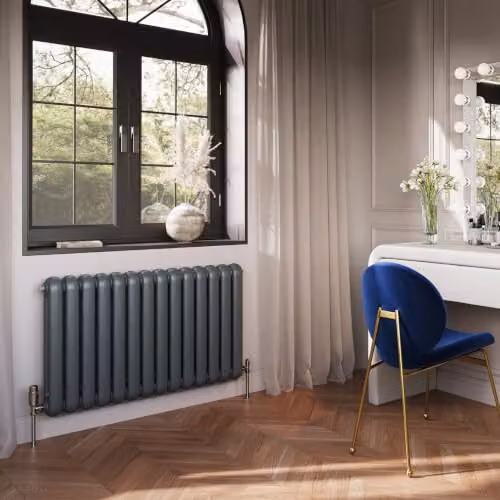 UK Radiators Sherwood Anthracite Round Top Column Radiator, W: 993 mm, H: 600 mm – 3